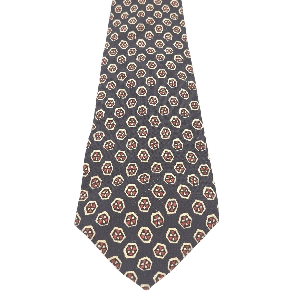 Polo Ralph Lauren Mens Silk Geometric Medallion Tie Navy Red Cream Preppy